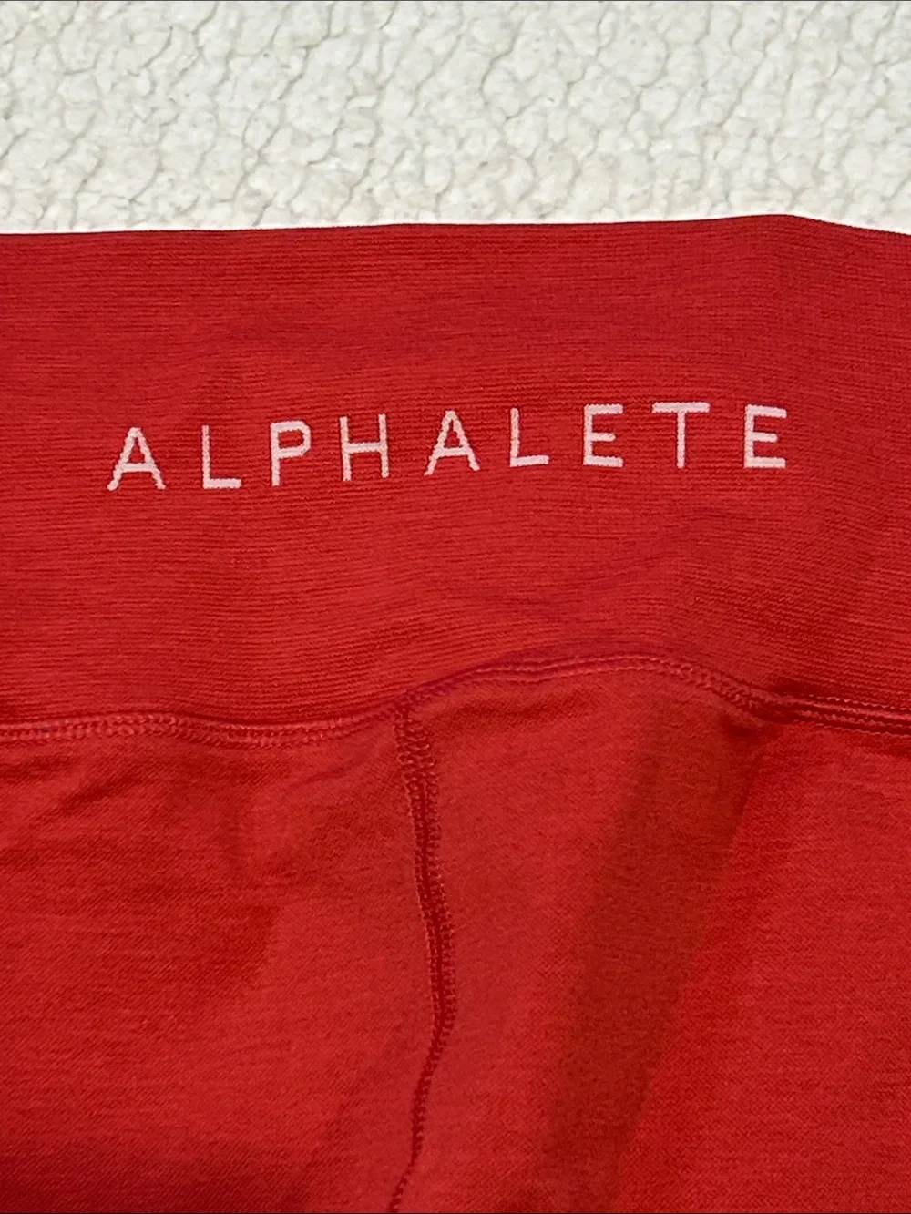 Alphalete Leggings size Small Red Orange Ribbed Detail